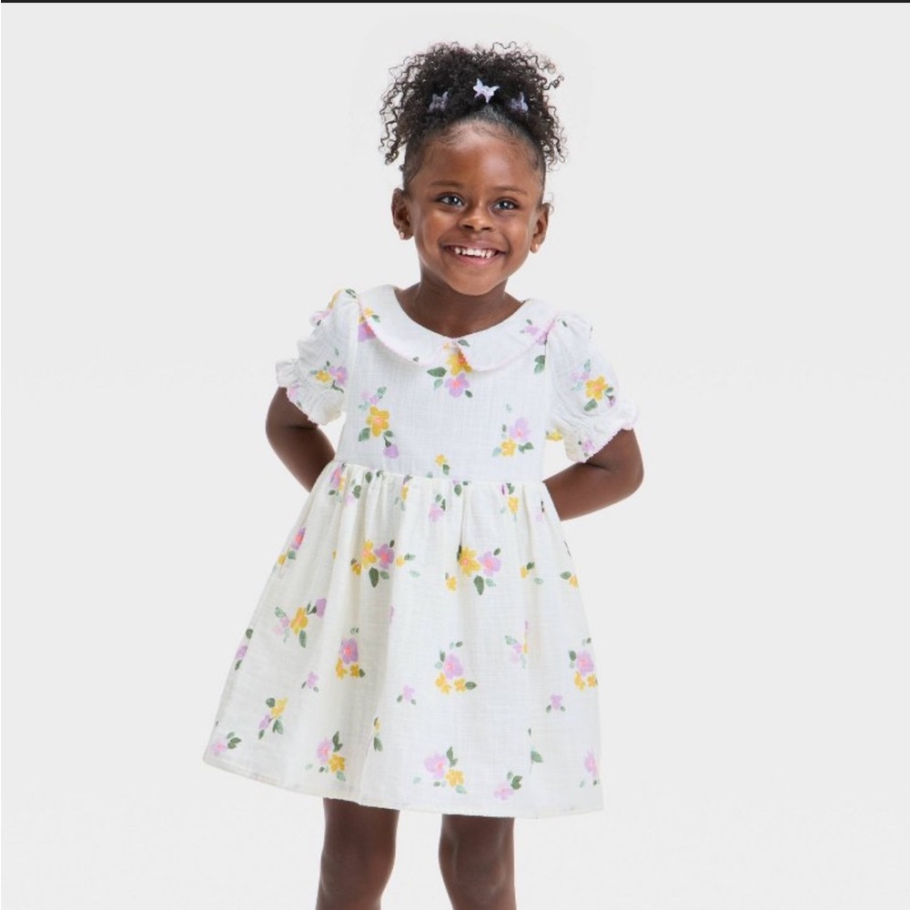 NWT Cat and Jack Floral White Girls Dress Size 3T